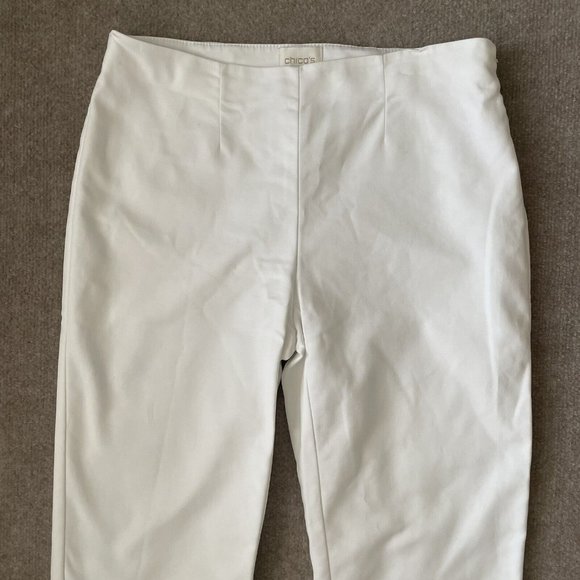 Chico's Pants Womens 00 (Size 2) White Cropped Stretch Side Zip Casual Summer - Picture 2 of 13
